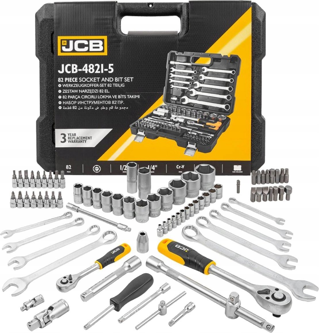 Sada nářadí JCB  KEYS SET 82 ks. 1/2 1/4