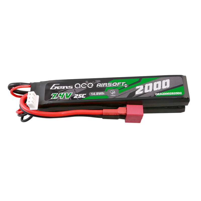 Gens Ace 25C 2000mAh 2S2P 7,4V sedlová airsoftová pištoľová lipo batéria s mini Deans(T) konektorom