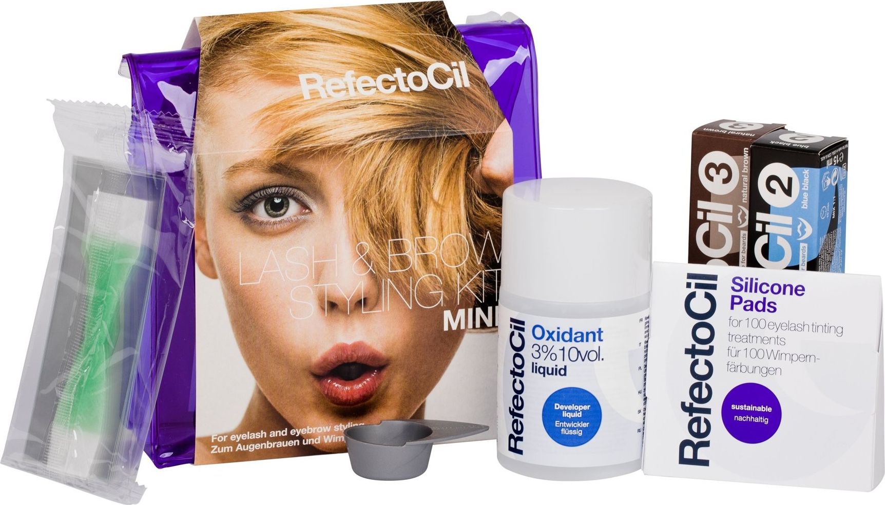 RefectoCil RefectoCil barva na řasy a obočí 15ml 3 odstíny přírodní hnědé dárková sada