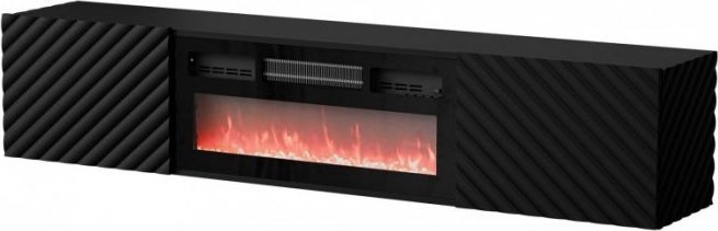 Cama RTV skříň LARA 183x35x37 černá matná + černý krb