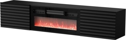 Cama RTV skříň TULA 183x35x37 černá matná + černý krb