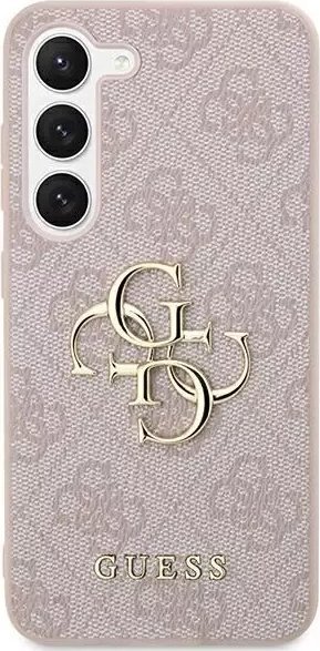 Guess Pouzdro Guess GUHCS24L4GMGPI pro Samsung Galaxy S24 Ultra, pevné pouzdro 4G s velkým kovovým logem, růžové/růžové