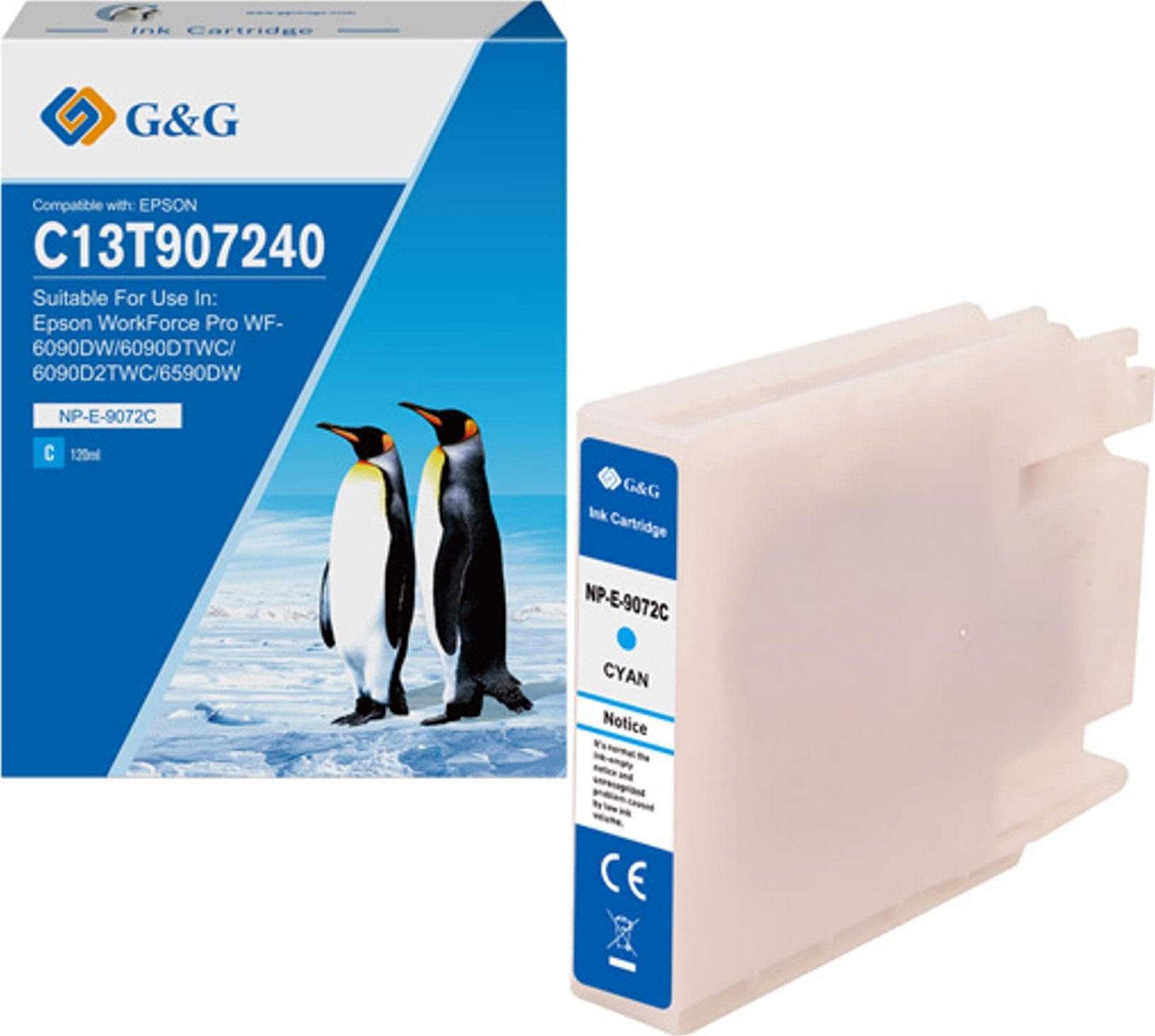 G&G Kompatibilní inkoust / inkoust s C13T907240, NP-E-9072C, azurová