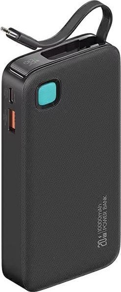 UPS Usams  Powerbanka se zatahovacím USB-C Zatahovacím kabelem 10000 mAh PD 20W Fast Charge XY Series černá/černá 10KCD22401 (US-CD224)