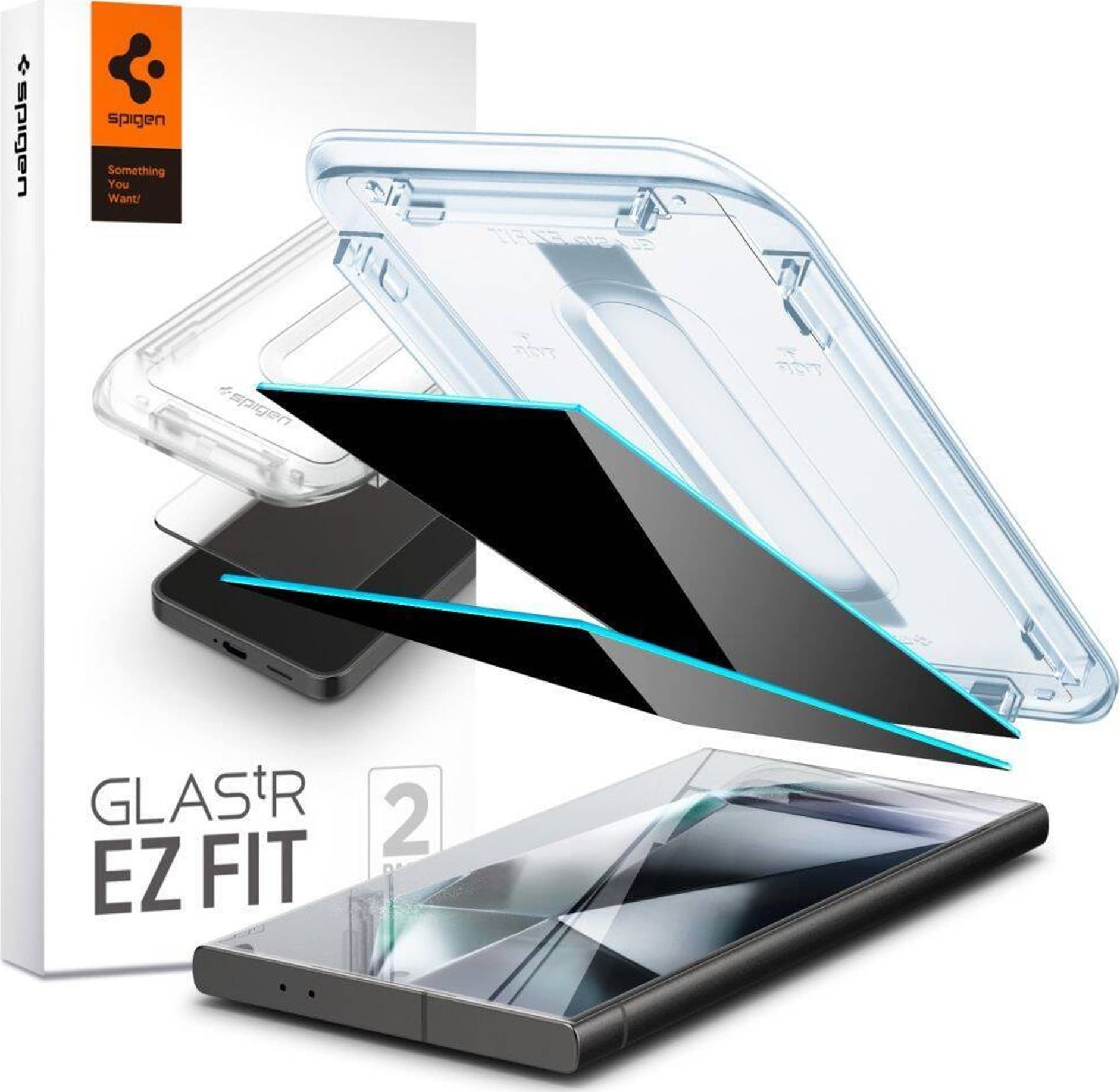 Spigen Tvrzené sklo SPIGEN GLASS.TR „EZ FIT“ 2 kusy pro Galaxy S24 Ultra Privacy