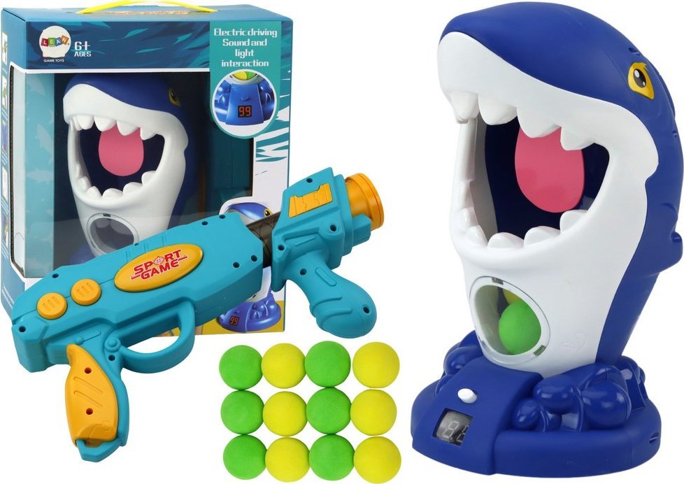 Arkádová hra LeanToys Shark Shooting Gun Balls