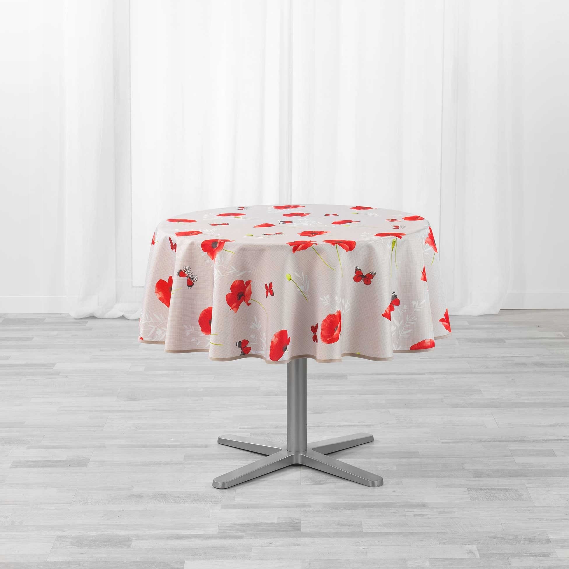 Douceur d`Interieur Kulatý ubrus do interiéru SWEET POPPY, Vlčí máky, O 180 cm