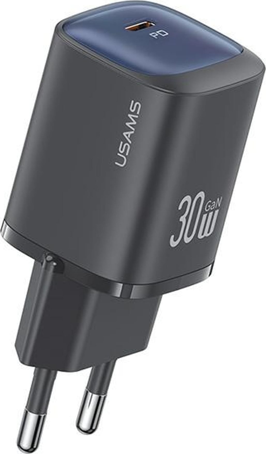USAMS 30W GaN USB-C rychlé nabíjení nástěnná nabíječka černá