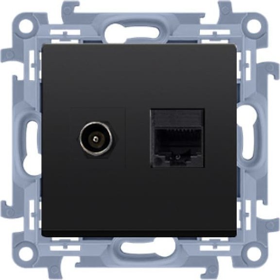 Kontakt-Simon Anténní zásuvka Kontakt-Simon Simon 10 CASFRJ455.01/49 typ F + RJ45 kat.5e modul matná černá