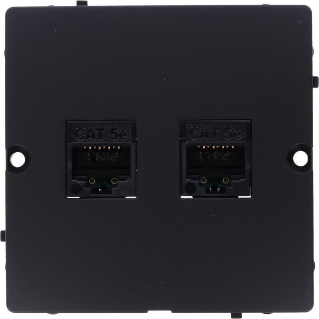Kontakt-Simon Počítačová zásuvka Kontakt-Simon Simon Basic BMF52.02/49 Dvojitý modul RJ45 kategorie 5e. Sestava šroubovací objímky pro krabici, černá matná