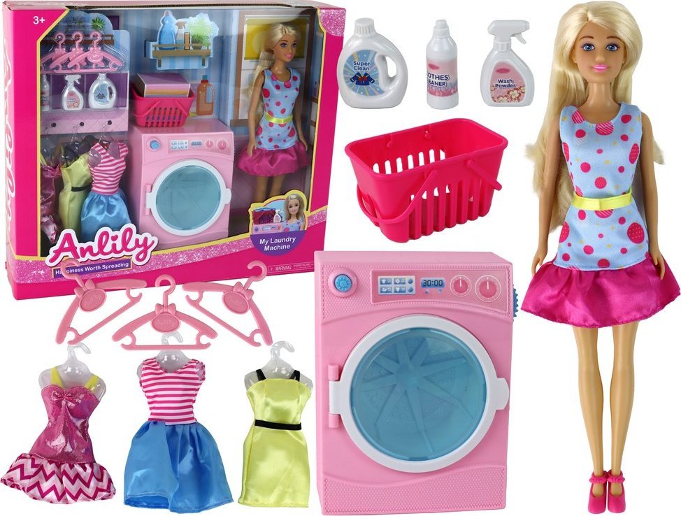 LeanToys Sada příslušenství pro panenky Anlily do pračky, pračka XXL