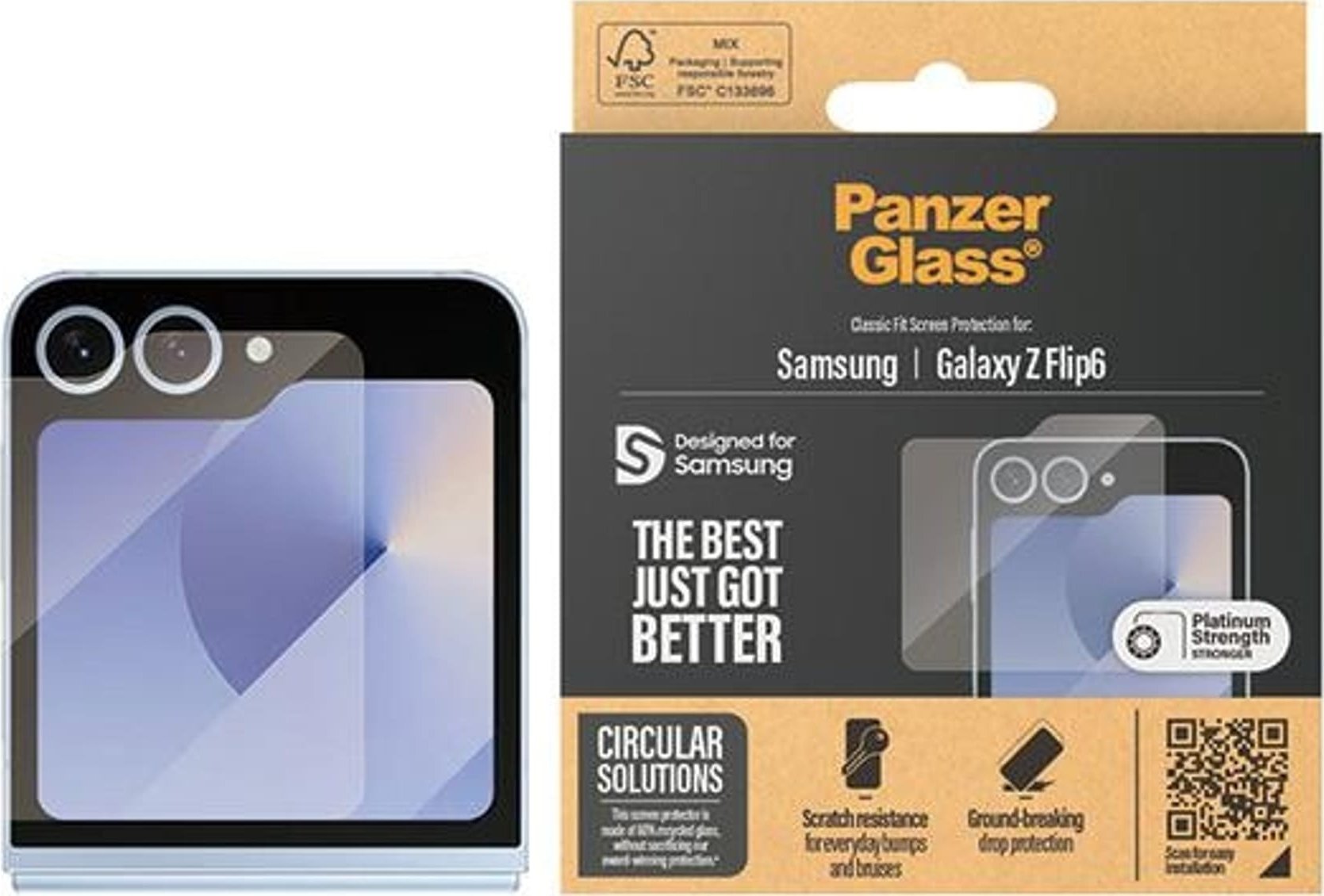 PanzerGlass - Ochrana obrazovky pro mobilní telefon - ultra široký tvar - sklo - pro Samsung Galaxy Z Flip6