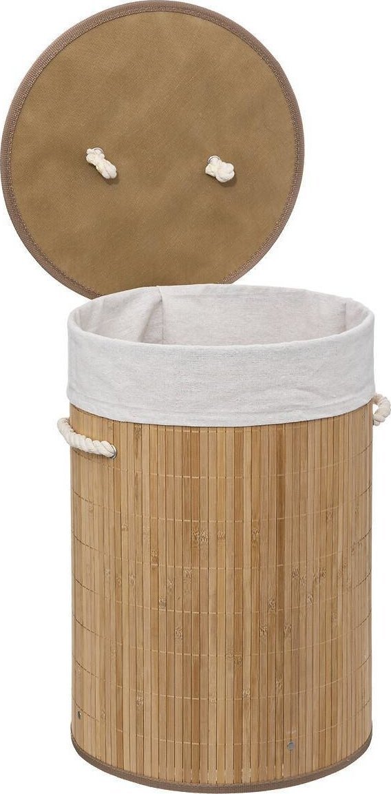 5five Koš na prádlo Koš na prádlo BAMBOO, kulatý s víkem, 48 l