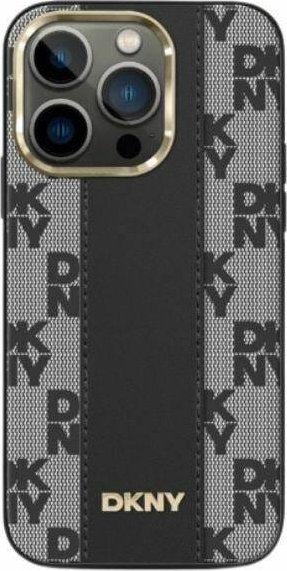 DKNY DKNY kožený kostkovaný mono vzor MagSafe – pouzdro iPhone 13 Pro Max (černé)