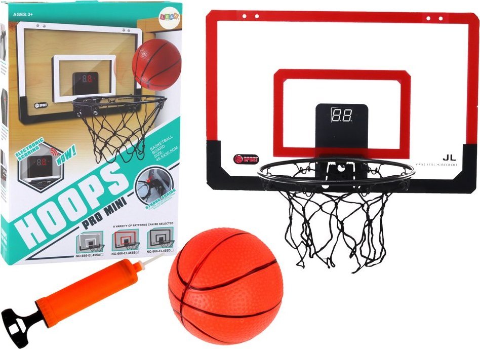 LeanToys Basketbalová deska koš, elektronické počítadlo bodů, zvuky