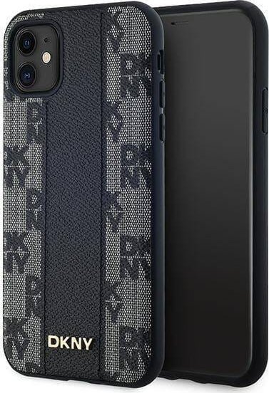 DKNY Kožený kryt DKNY MagSafe s jednobarevným kostkovaným vzorem – iPhone 11 (černý)