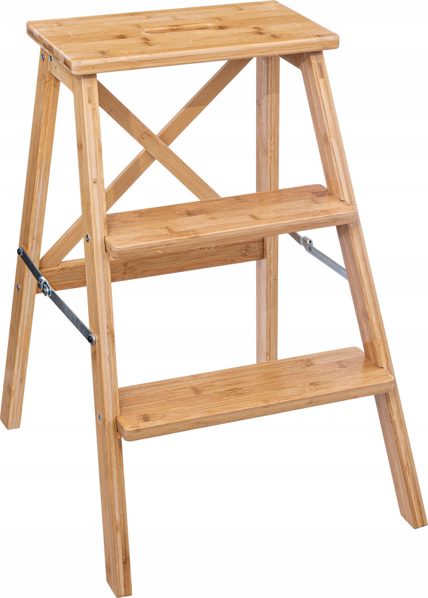 5five Skládací žebřík, nízký, bambus, 3 schody, 63,5 cm