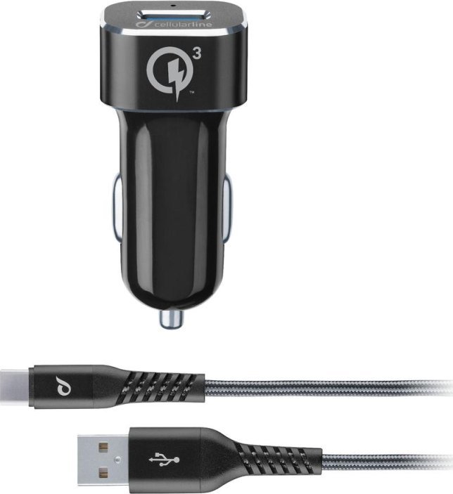 Cellular Line Sada nabíječky do auta TETRA QC TYPE-C, černá