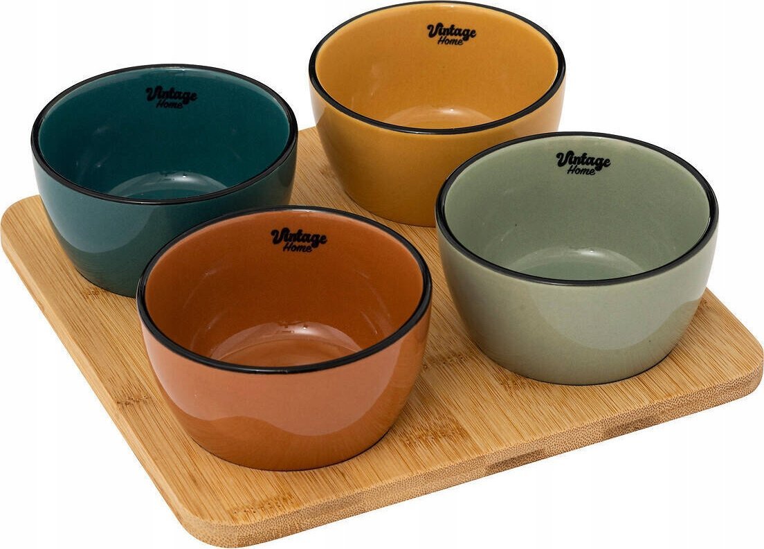 Secret de Gourmet BE VINTAGE misky na dip, 4 talíře a bambusové prkénko