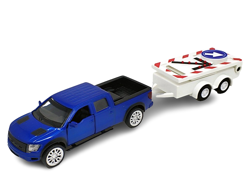 1:52 Ford F-150 SVT Raptor s cestným výstražným vozíkom