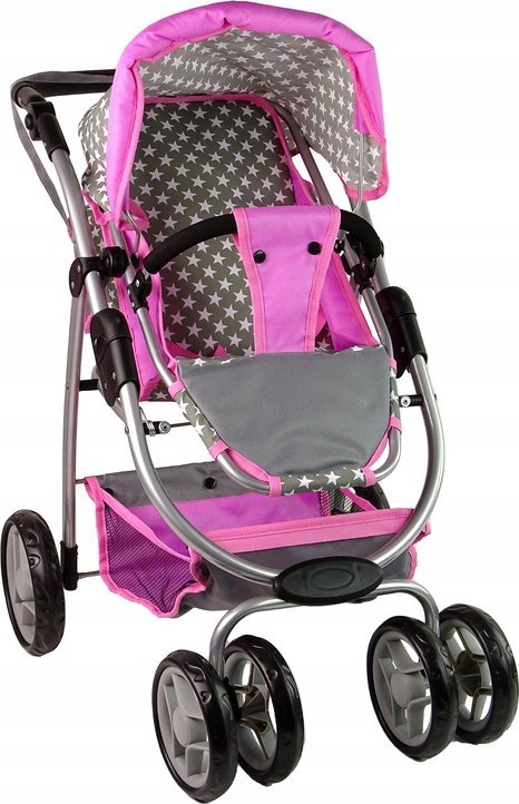 Kočárek pro panenku Alice Kočárek 2v1 Gondola Bag Pink Stars