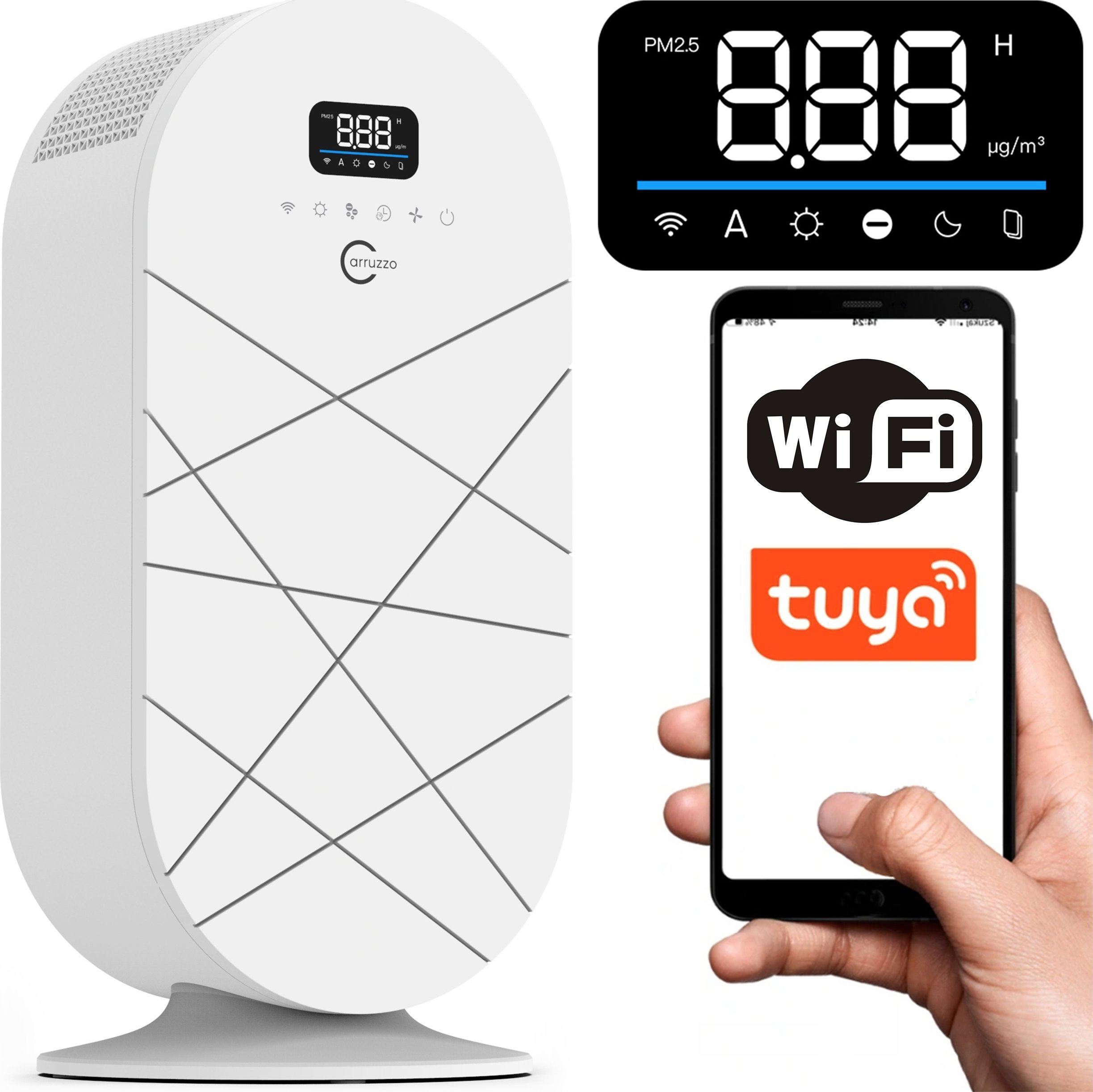 Carruzzo Q34P čistička vzduchu AIR PURIFIER HEPA IONIZER 13 WIFI PRO