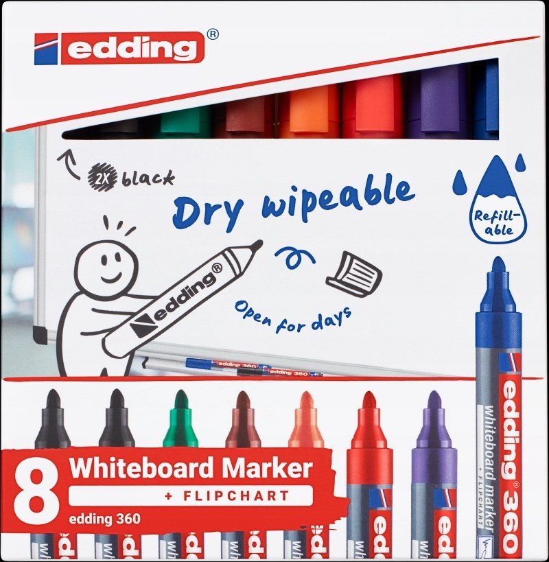 Edding Popisovač na bílé tabule E-360 EDDING, 1,5-3 mm, 8 ks, různé barvy
