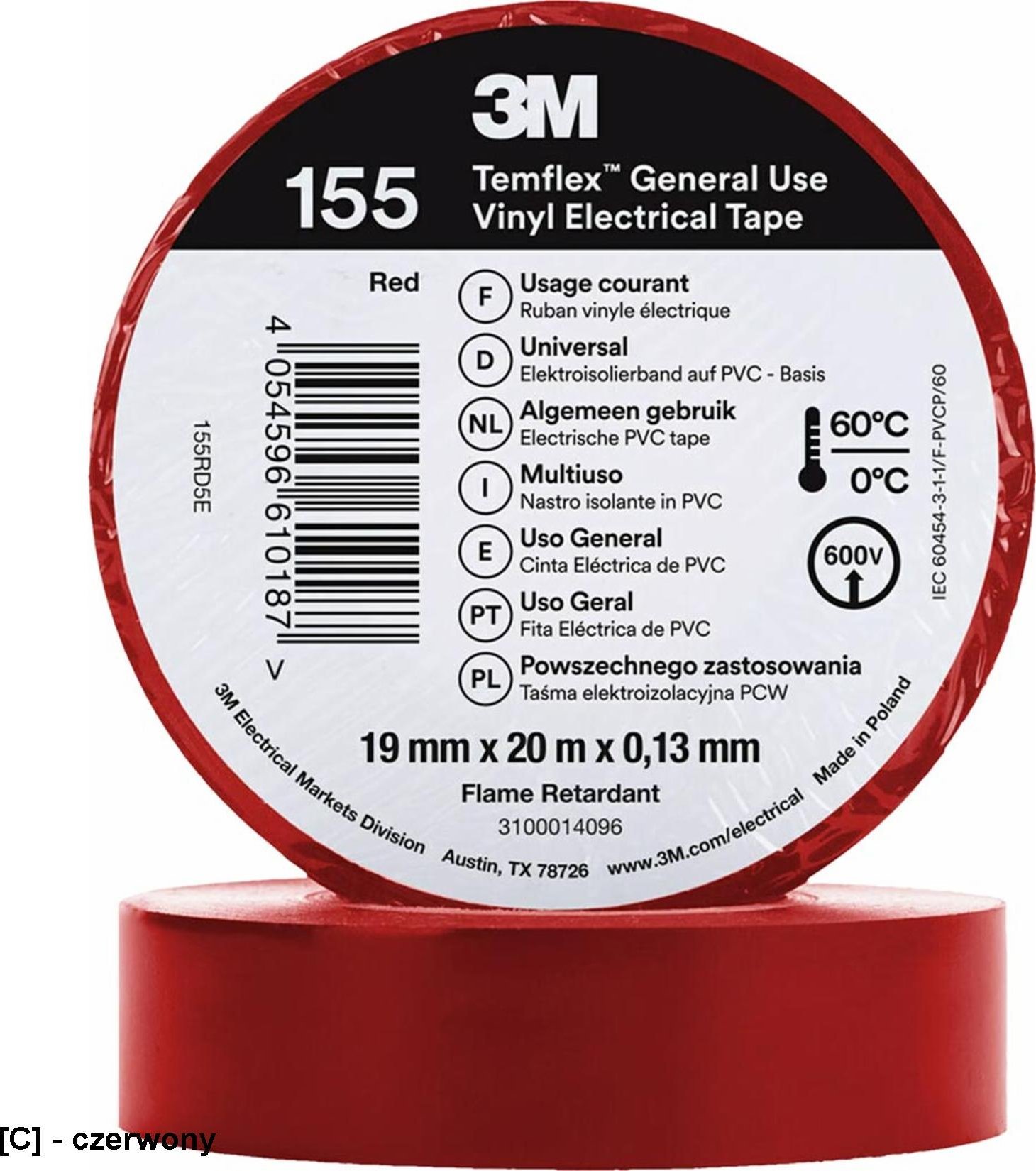 3M Izolační páska 3M TEKFLEX 1300 DE272962791 19MMX20M ČERVENÁ