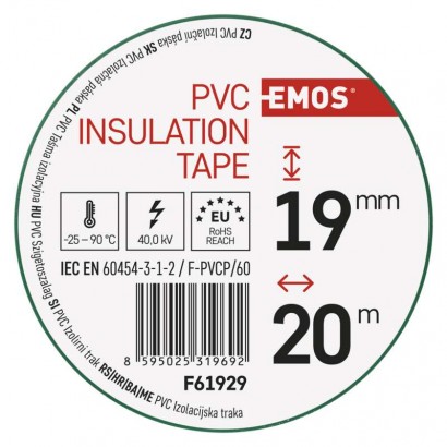 Izolační páska PVC 19mm / 20m zelená