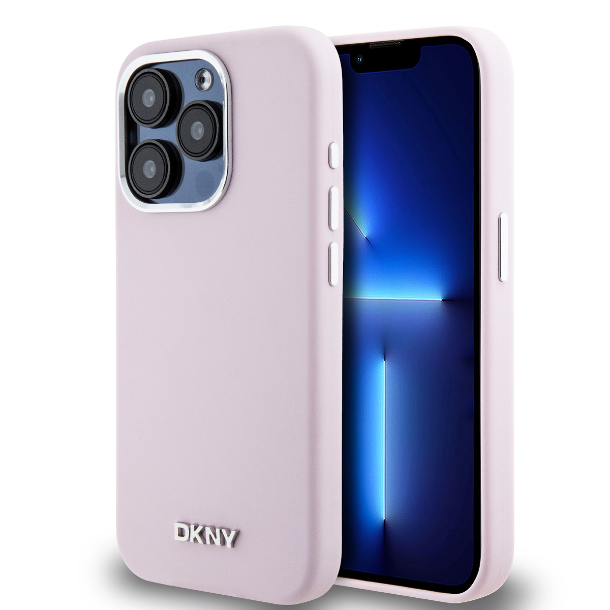DKNY tekutý silikón s malým kovovým logom MagSafe – púzdro na iPhone 15 Pro (ružové)