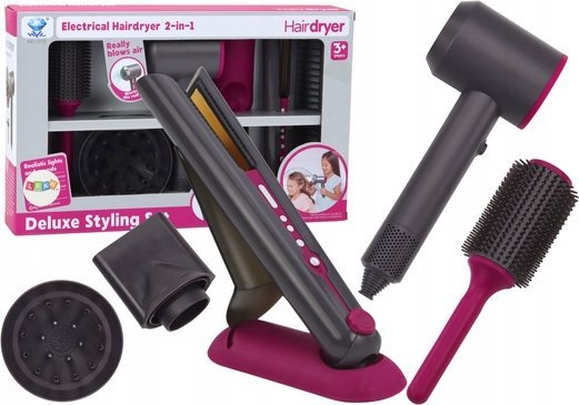 LeanToys Kadeřnická sada : Fén, žehlička na vlasy, kartáč, vyměnitelné hlavice