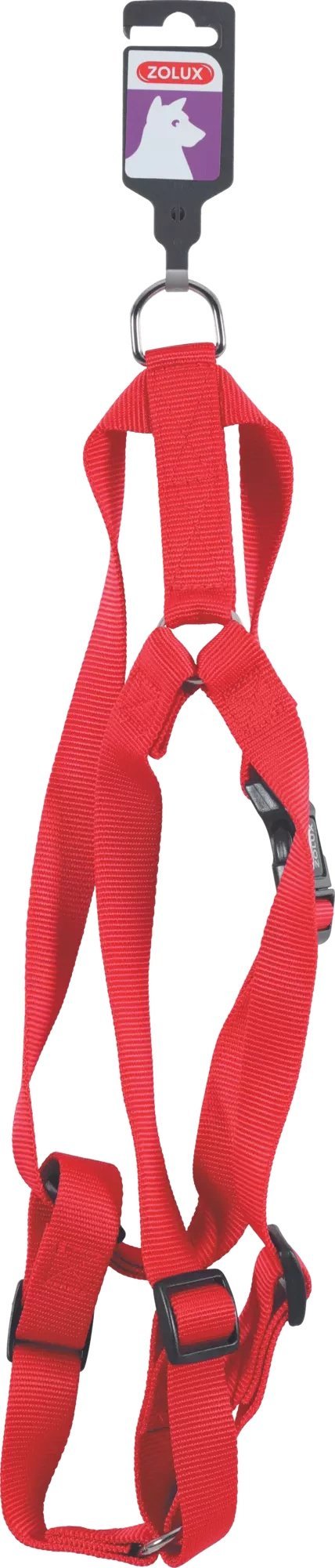 Zolux Postroj pro psy ZOLUX nylonový popruh 50/90cm 25mm červený