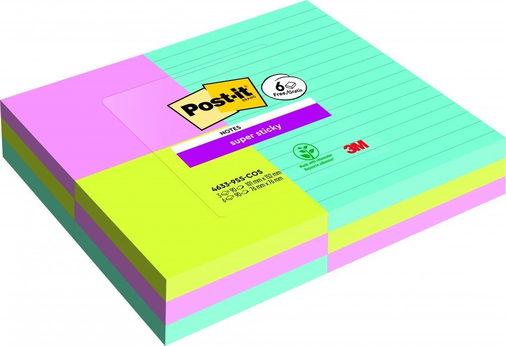 Post-It 3M Samolepicí bločky 3M Post-it Super Sticky Notes, COSMIC, 9x90 listů.