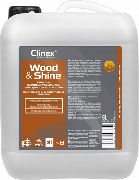Clinex  Wood&Shine - Samoleštící a pečující emulze na podlahy - 5 l