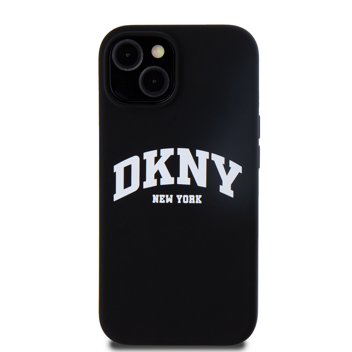 DKNY tekutý silikón s bielym tlačeným logom MagSafe – púzdro na iPhone 11 (čierne)