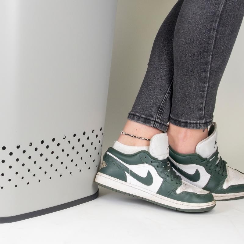 Koš na prádlo sedací  Malaga kov světle šedý 39,5x29,5x57,5cm