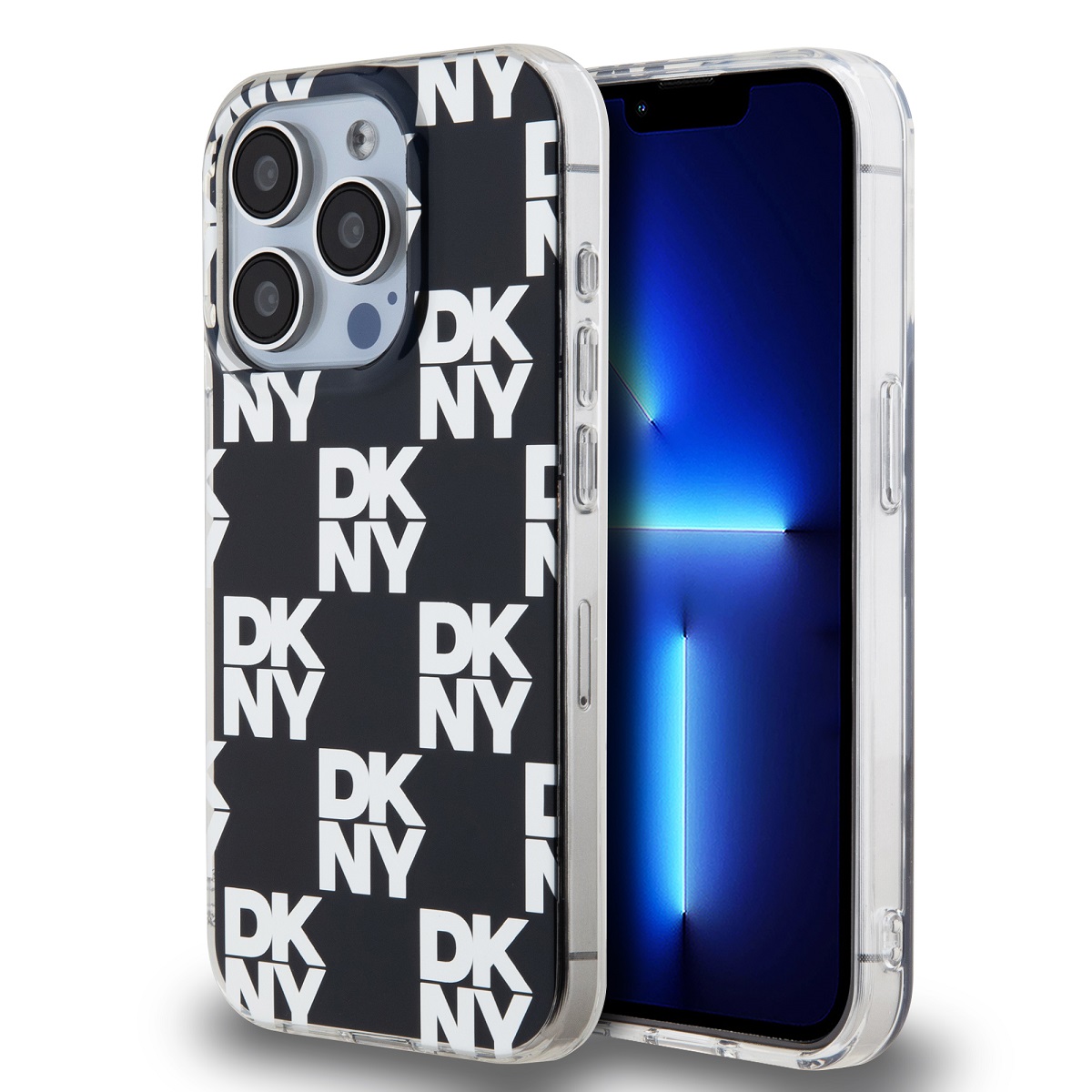 DKNY DKHCP15LHDLCEK iPhone 15 Pre 6.1 čierno/čierne pevné puzdro IML kockovaný mono vzor
