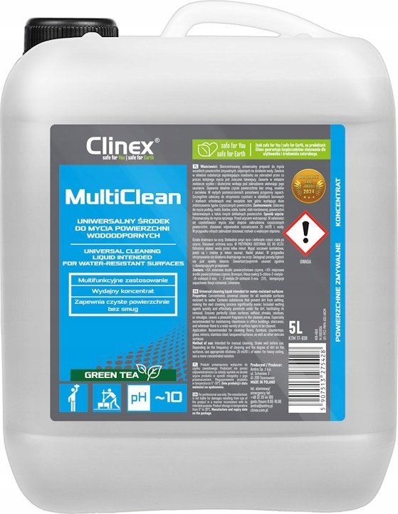 Clinex Univerzální prostředek CLINEX Multi Clean, na čištění voděodolných povrchů, Zelený čaj, 5l