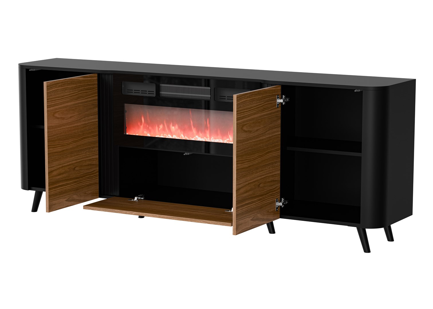 Cama Komoda Volare 200 x 39 x 75 cm černá/ořech + krb