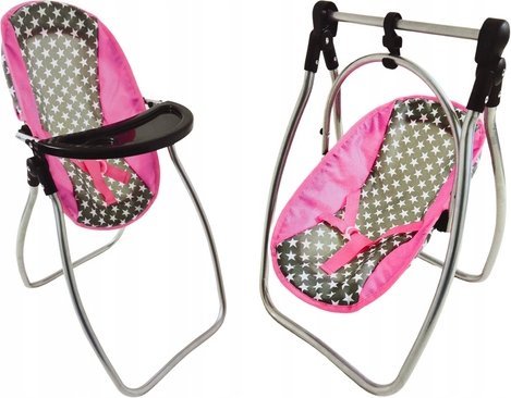 LeanToys Houpací židlička pro panenky Alice Stars šedorůžová