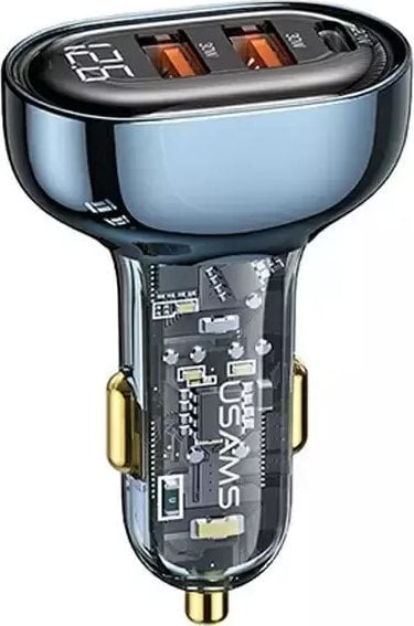 Usams Nabíječka Nabíječka do auta USAMS 2xUSB+1xUSB-C 80W Rychlé nabíjení Modrá/Modrá (US-CC159)