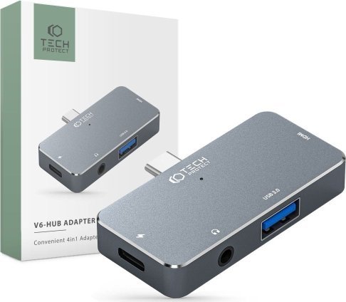 Tech-Protect USB HUB Adaptér Hub Tech-Protect V6 4v1 šedý