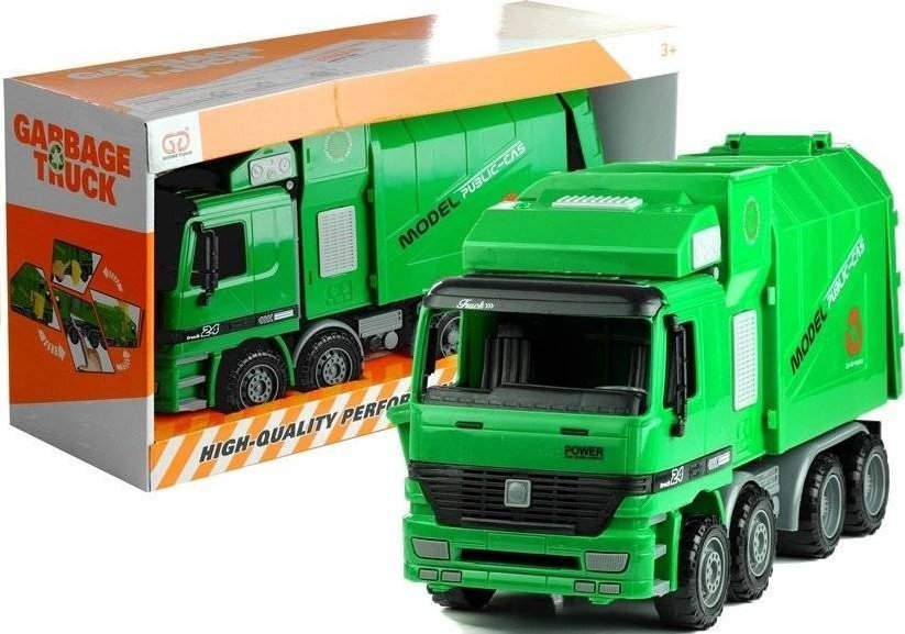Zelené popelářské auto LeanToys