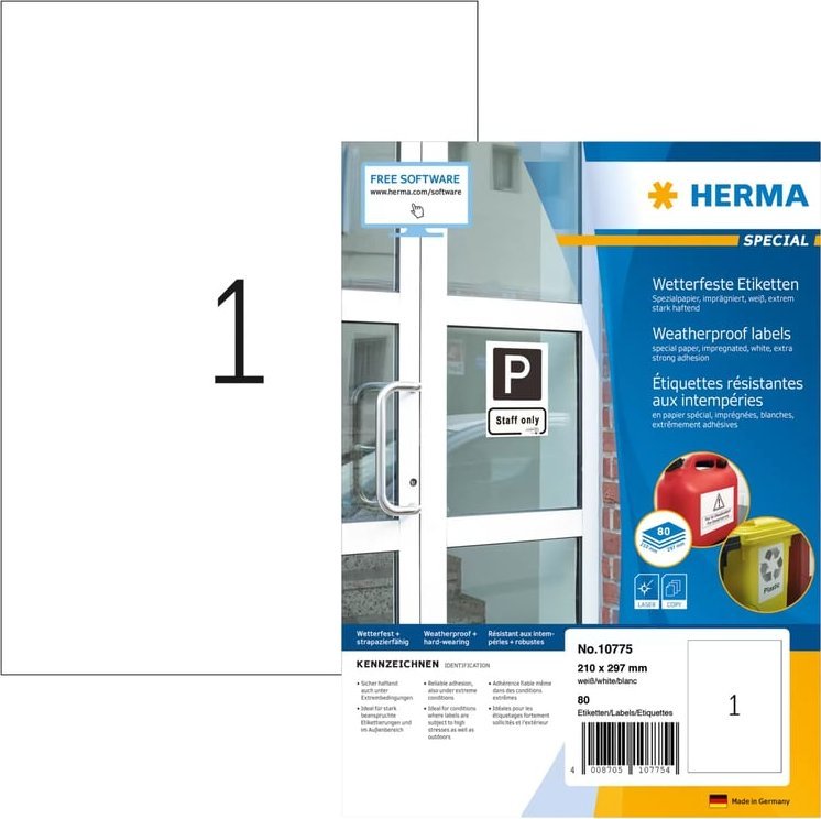 Herma HERMA 10775 Tisknutelné etikety Bílé samolepicí tisknutelné etikety