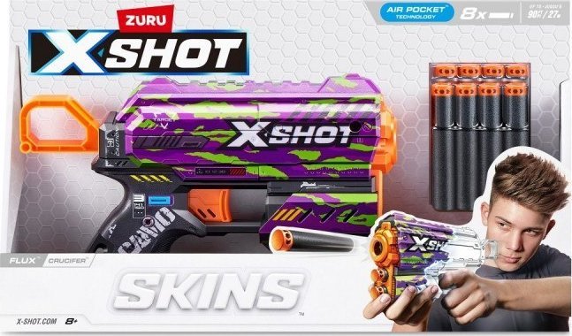 ZURU X-Shot Vystřelovač SKINS FLUX (8 šipek) Crucifer
