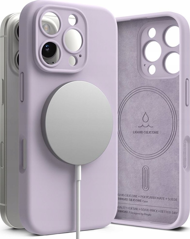 Ringke Silikonový magnetický kryt Ringke MagSafe pro iPhone 16 Pro, světle fialový