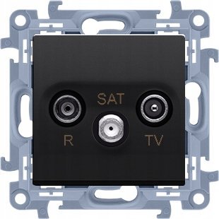 Kontakt-Simon Anténní zásuvka Kontakt-Simon Simon 10 CASK.01/49 R-TV-SAT koncová / zakončovací pro průchozí zásuvkový modul. 1x vstup: 5MHz-2,4GHz matně černý