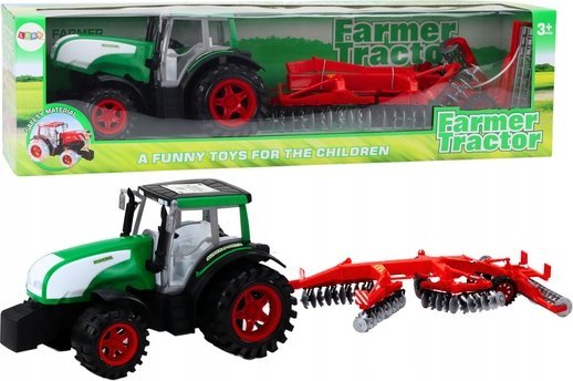 LeanToys Traktor Traktor s přívěsem Zemědělský stroj Strunová válcová sekačka