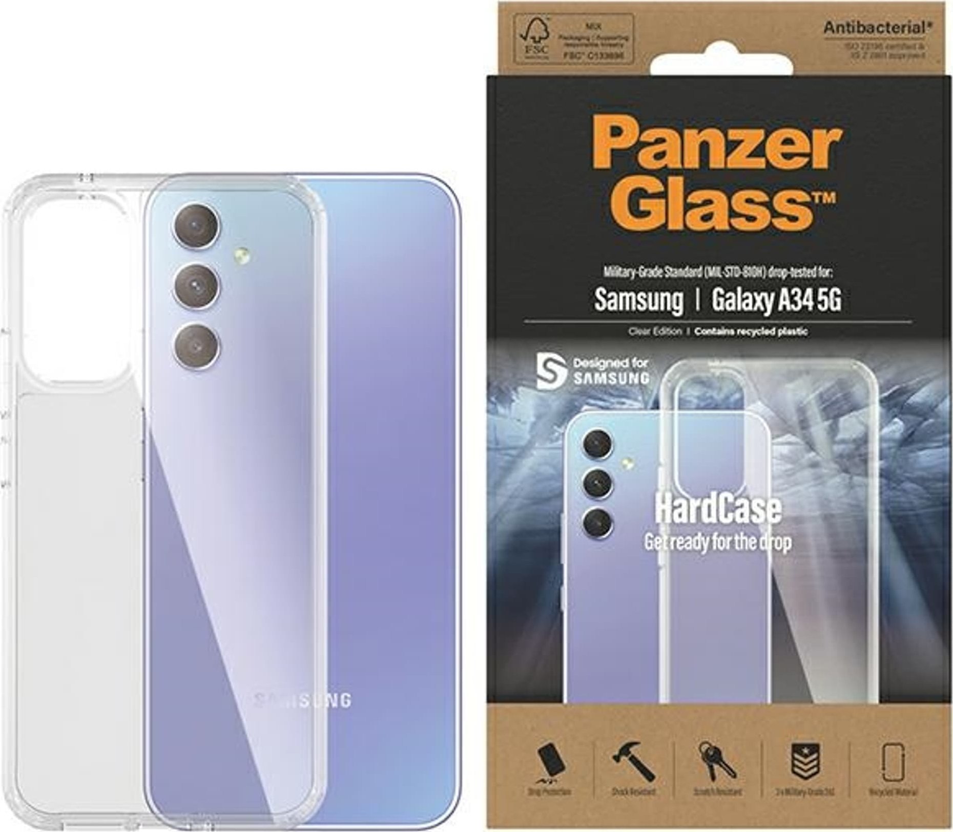 PanzerGlass HardCase - Zadní kryt pro mobilní telefon - polykarbonát, samoregenerační TPU - průhledná - pro Samsung Galaxy A34 5G
