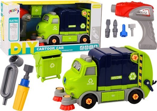 LeanToys Popelářské auto Kreslená hračka, kterou lze přeměnit, DIY, tmavě modrá
